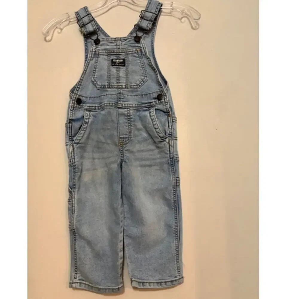 Oshkosh B’Gosh Denim Overalls Jeans Blue Toddler Size 2T Unisex Light Wash